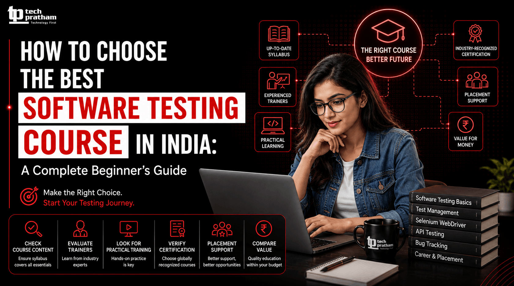 Learn software testing course selection tips, certification, practical training, expert trainers, and placement support.